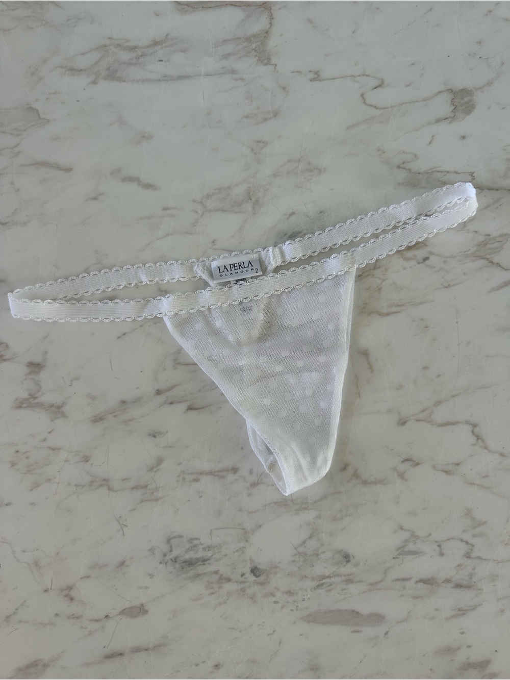 La Perla Glamour White Sheer Thong Panties size Small